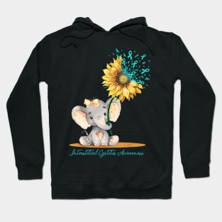 Interstitial Cystitis Awareness Cute Elephant Sunflower Hoodie